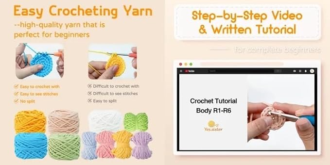Panda Crochet Kit for Beginners – Complete Amigurumi Animal Set with Yarn, Hook & Step-by-Step Video Tutorial – Easy DIY Craft for Adults, Kids & Whole Family.