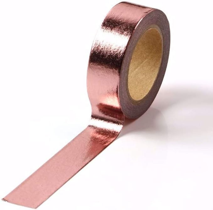 MEI YI TIAN 6 Rolls Rose Gold Foil Washi Tape Set 15mm x 10m Gilding Paper Adhesive Masking Tapes Sticky Paper Tape for DIY Scrapbooking Bullet Crafts Art Journal Decoration