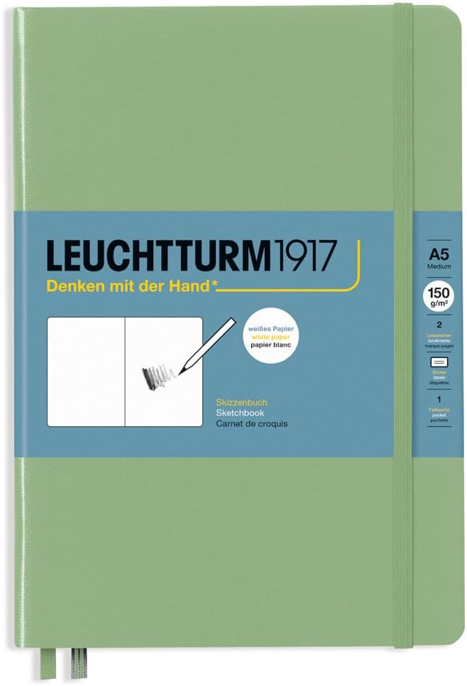 Leuchtturm1917 - Medium A5 Hardcover Sketchbook (Sage) - 112 Pages of 150g/m² Paper