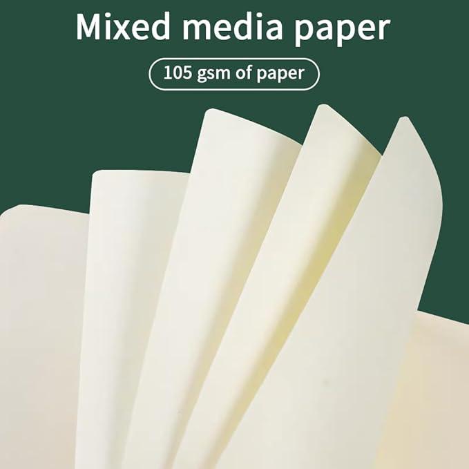 Mifuner Small Rectangle 3.5x5.5 200 Sheets 105gsm Mini Notebooks Blank Pages Sketchbooks Pocket Paint Writing Diary Memo PU Leather Cover Green