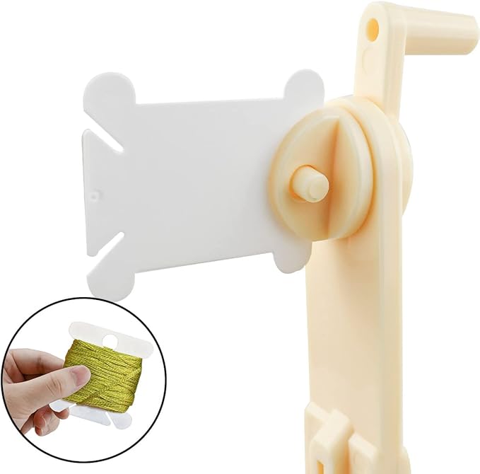 120 Pcs Plastic Floss Bobbins with 1 Pcs Bobbin Winder for Cross Stitch Cotton Thread Craft DIY Sewing Storage Thread Organizer Holder Embroidery DIY Cards (White)