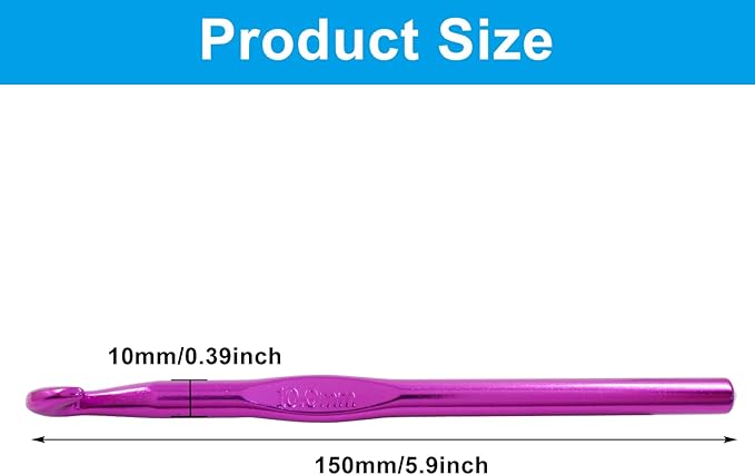 Auvotuis 6Pcs 10mm US Size N/P (Size 15) Aluminum Crochet Hook Knitting Needles for DIY Craft Yarn, Purple
