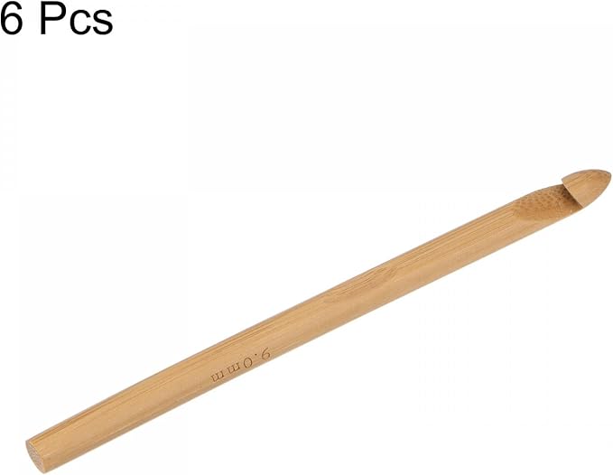 uxcell Wooden Bamboo Crochet Hook 9.0mm US Size M (Size 13) Chunky Knitting Needles for DIY Craft Yarn 6Pcs