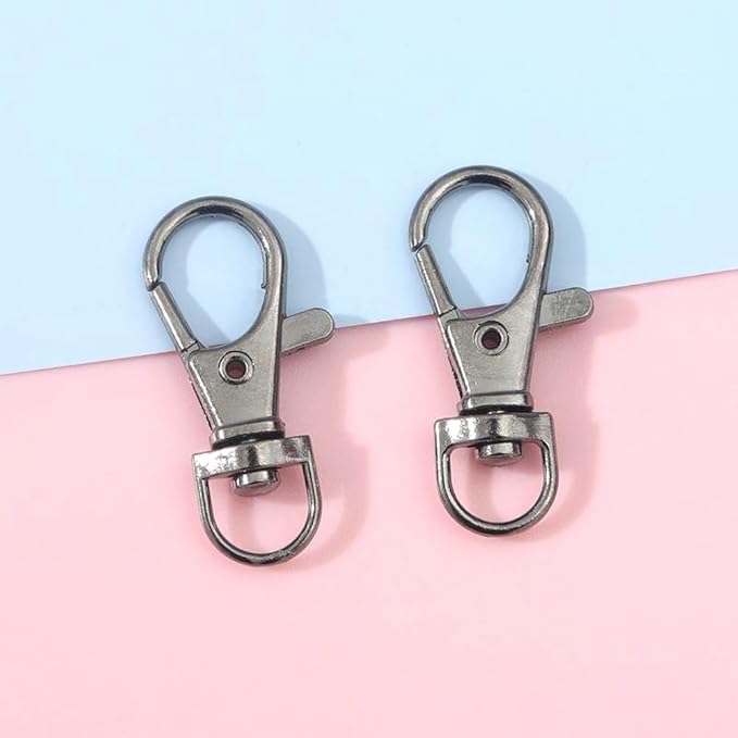60 Pcs Premium Dark Grey Swivel Clasps Lanyard Snap Hooks with Key Rings, Key Chain Clip Hooks Lobster Claw Clasps for Keychain Clip Lanyard, Jewelry Making, DIY Crafts