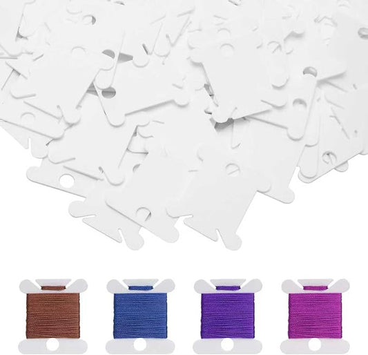 200 Pcs Embroidery Floss Bobbins,Embroidery Thread Organizer Cross Stitch Supplies Embroidery Bobbins,Plastic Embroidery Thread Cards for Sewing Thread Needlework Supplies((White)