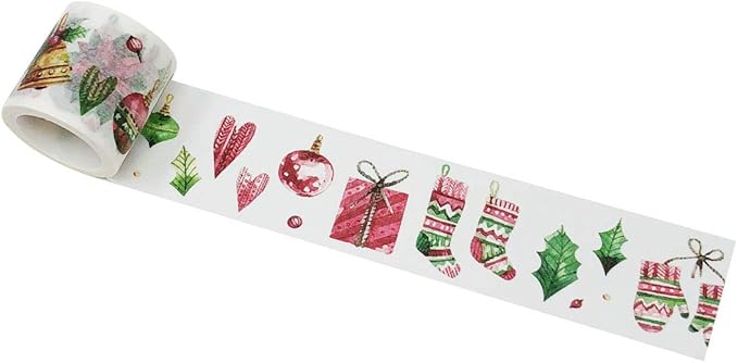 Wrapables Decorative Festive Wide Washi Masking Tape, 35mm x 5m, Christmas D cor
