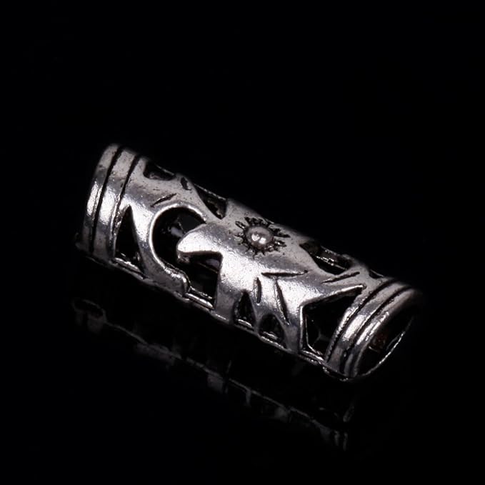 RUBYCA 30pcs Tibetan Silver Tone Spacer Beads Fit European Charms Bracelet Carved Cylinder Design