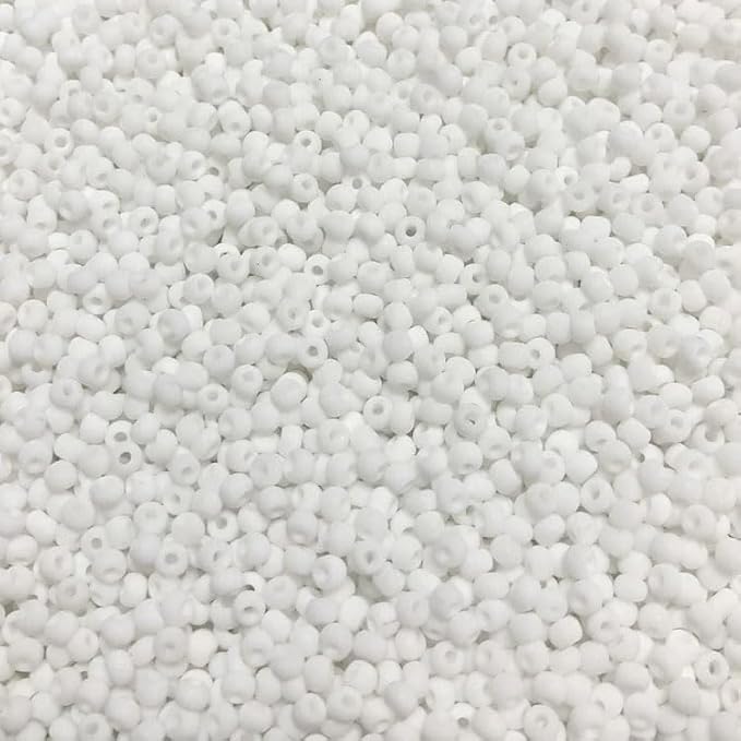 Perlin Glass Seed Beads 2mm 11/0 Round Mini Small Pony Beads 6500pcs for Making Earrings Bracelets Pendants Waist Jewelry DIY Handmade Opaque Color Kit (Matte White)