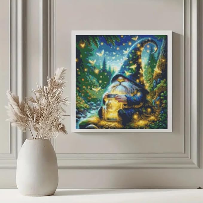kyoqfvn gnome stamped cross stitch kits for adults - counted embroidery starter kits - 11ct cross-stitch patterns dimensions needlepoint kit arts and crafts 14×14inch