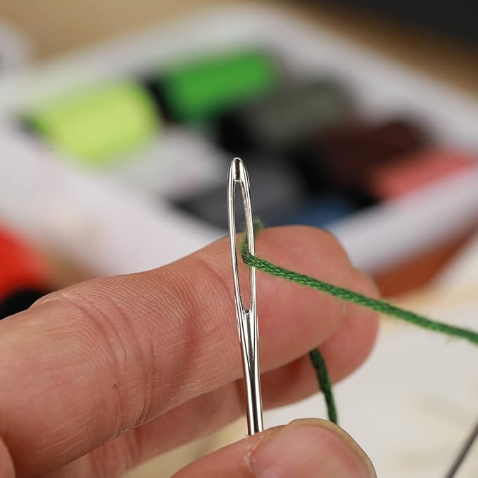 Yklbpd 18 Pieces Large Eye Sewing Needles, Handmade Yarn Knitting, Sharp Stainless Steel Embroidery Thread Needle for Leather and Tapestry