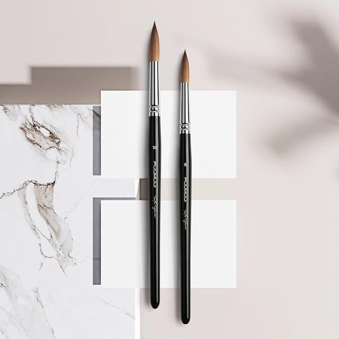 Watercolor Brushes Professional, Fuumuui 2pcs Kolinsky Sable Brushes, 1pc Pure Squirrel Mop Wash Round Brush & 1pcs Extended Needle Point Brush Perfect for Watercolor Acrylic Gouache Inks