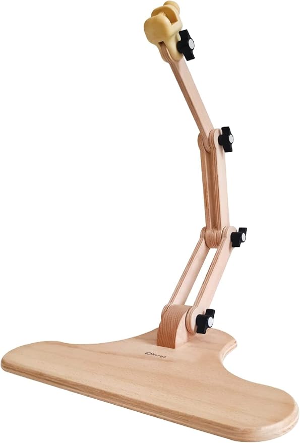 nurge adjustable embroidery table stand, cross stitch hoop stand, embroidery hoop holder. hand polished natural wood (190-4 embroidery stand)
