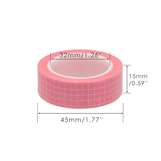 Mogoostry 2 Rolls Check Pattern Tape Set Grid Washi Tapes 0.6inch Width Pink Adhesive Paper Plaid Decorative Masking Tapes for DIY Craft Party Decor Gift Wrapping Box Label