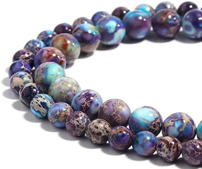 youngbling natural gemstone beads for jewelry making,8mm sea blue imperial jasper polished round smooth stone beads for bracelet necklace 15 inch
