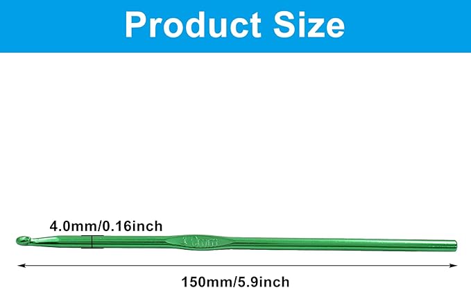 Auvotuis 6Pcs 4mm US Size G (Size 6) Aluminum Crochet Hook Knitting Needles for DIY Craft Yarn, Green