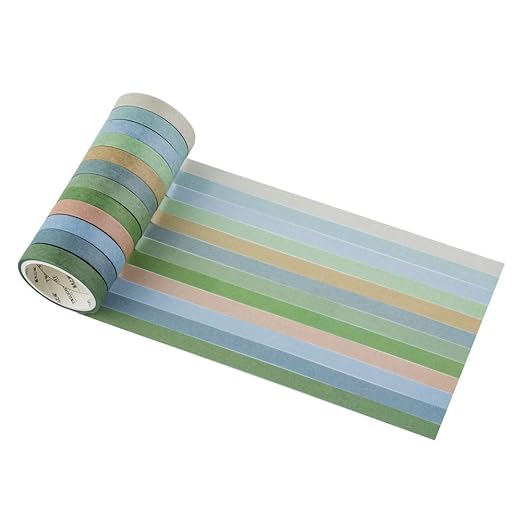 YUBBAEX 12 Rolls Washi Tape Set Natural Color Decorative Tapes for Arts, DIY Crafts, Journals, Planners, Scrapbook, Wrapping Wide -Salty Morandi- (Salty, 8mm x 12Rolls)