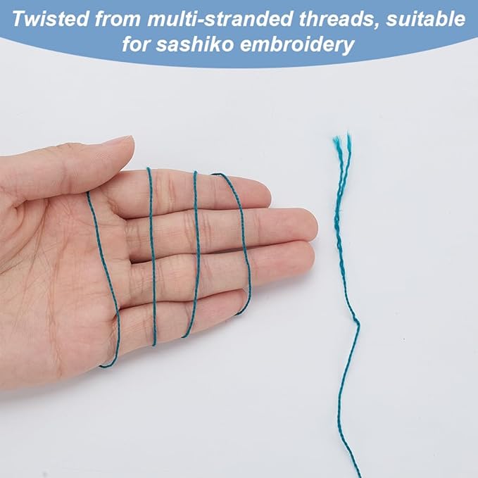 FREEBLOSS 4 Pcs Sashiko Thread Sashiko Skein 4 * 100 M Pure Cotton Embroidery Thread Japanese Sewing Threads Quilting & Embroidery Sewing Kit Supplies 4 Blue Theme Colors