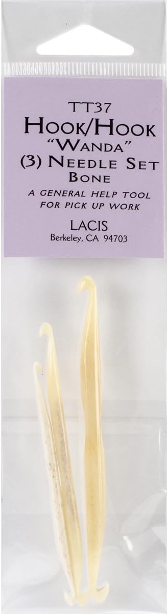Lacis TT37 Double Ended Bone Crochet Hooks, 3-Pack