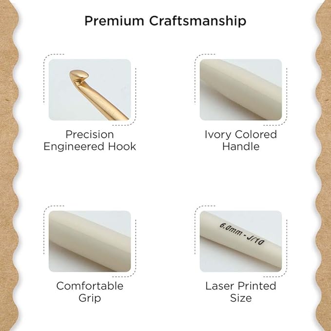 Knitter’s Pride Pearl Aluminum Crochet Hook – US Size J (6mm)