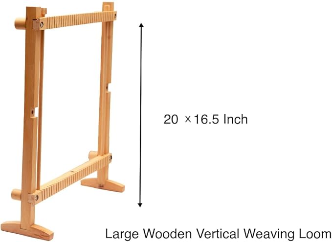 Large Wooden Weaving Loom Kit for Beginners | Adjustable Vertical Loom Frame with Tools | DIY Hand Weaving Craft Kit for Wall Art, Tapestry, and Yarn Projects (22.75 x 16.5 inches)