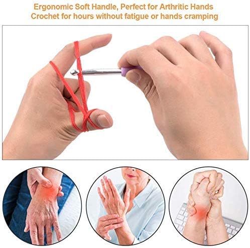Large Crochet Hooks, BCMRUN Size 6.5mm(K)-10.0mm(P) Crochet Hooks Knitting Needles Set Ergonomic Grip Soft Handles Crochet Hook,Large-Eye Blunt Needles,Stitch Marker, Tape Measure in Case