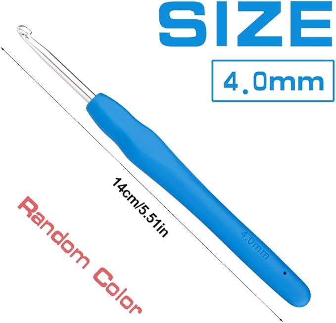 4 mm Crochet Hook, Ergonomic Handle for Arthritic Hands, Extra Long  Knitting Needles for Beginners and Crocheting Yarn (4 mm)