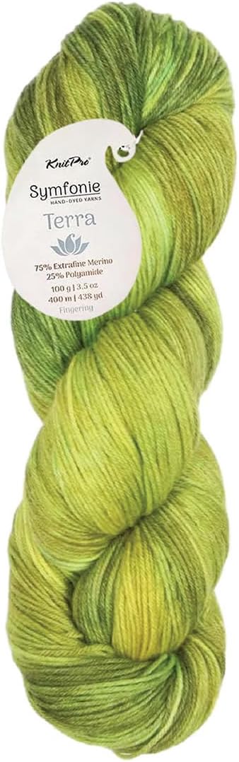 KnitPro Symfonie Fingering Weight Hand Dyed Variegated Yarn Skein | Extra Fine Merino Wool & Polyamide Blend for Knitting & Crocheting, Oeko-TEX Certified 400m, 100g | Terra Macha