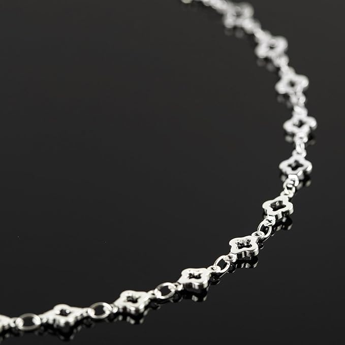YOUBEIYEE 4 Yard Silver Plated Brass Chain for Jewelry Making Hollow Four Leaf Clover Necklace Bracelet for Women Jewelry Making Chains Bulk