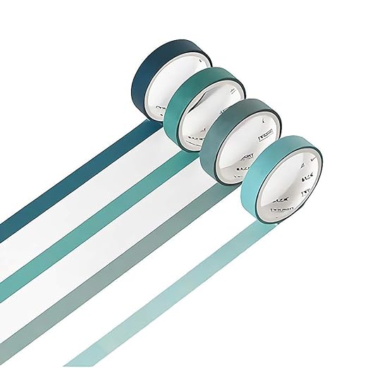 YUBBAEX Natural Color Washi Tape Set 4 Rolls Morandi Decorative Tape for DIY Crafts, Journals, Planners, Scrapbooking, Wrapping (1-Green)