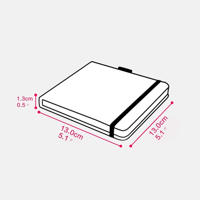 Square 5.1X5.1 300gsm Watercolor Journal Hardbound 40pgs（20 Sheets Front Back 2 Textures） Travel Size for Calligrapher Colored Pencil Watercolor Sketch Handmade Cloth Cover Notebook Bowknot Rabbit