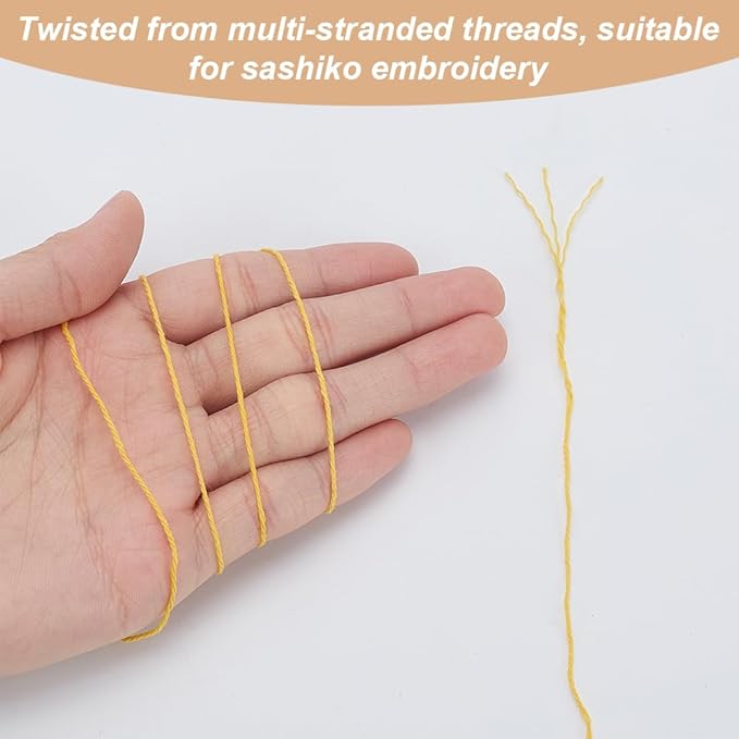 FREEBLOSS 4 Pcs Sashiko Thread 100M x 4 Colors Cotton Embroidery Floss 3 Stranded Yellow Embroidery Threads Japanese Quilting & Sewing Thread for Sashiko Kit Supplies