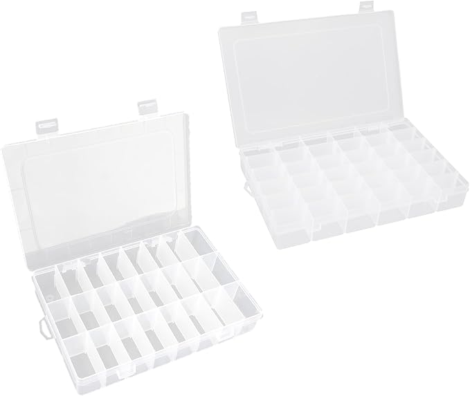 OALCQ 24 Grids 36 Grids 2 Pcs Bead Organizer Box Tackle Box Organizers and Storage Rock Collection Storage Boxes