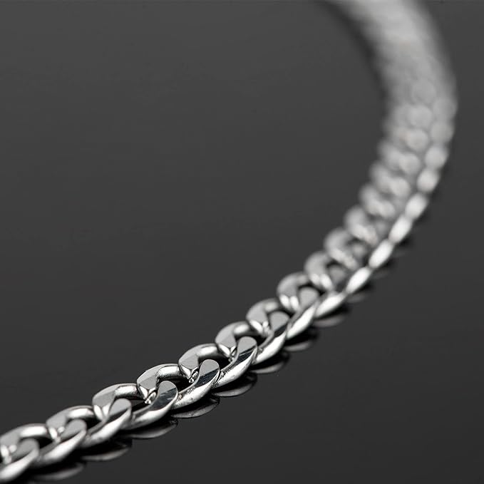YOUBEIYEE 16.4 Feet Silver Stainless Steel Chain for Jewelry Making Curb Cuban Chains Bulk with Jump Rings Lobster Clasps for DIY Necklaces Bracelets Anklets Findings