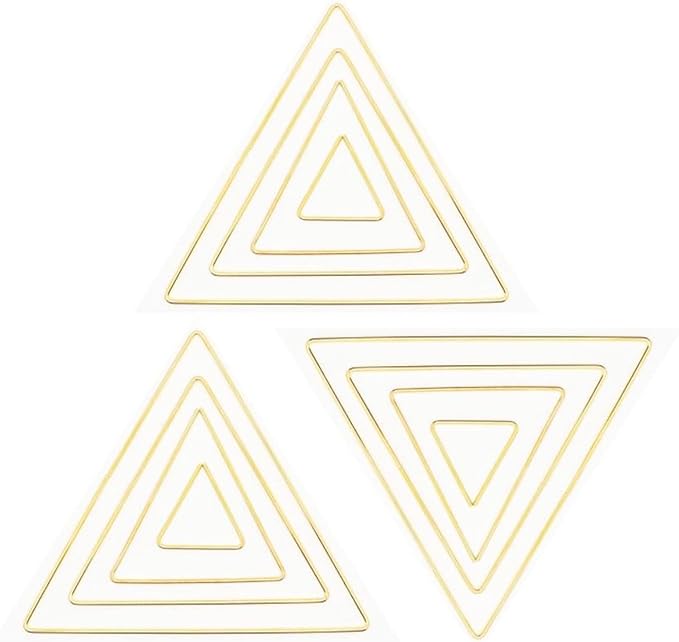 MSCFTFB 12 Pieces Assorted 4 Sizes Moon Star Heart Square Triangle Round Shaped Dream Catcher Rings Macrame Gold Metal Hoops for Floral Wreath Wall Hangings DIY Craft Supplies Home Decor (Triangle)