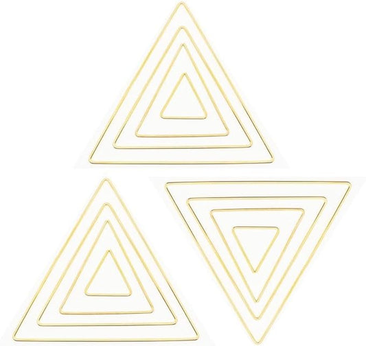 MSCFTFB 12 Pieces Assorted 4 Sizes Moon Star Heart Square Triangle Round Shaped Dream Catcher Rings Macrame Gold Metal Hoops for Floral Wreath Wall Hangings DIY Craft Supplies Home Decor (Triangle)