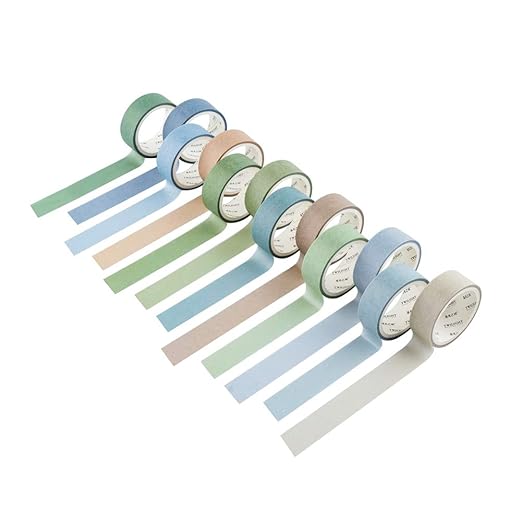 YUBBAEX 12 Rolls Washi Tape Set Natural Color Decorative Tapes for Arts, DIY Crafts, Journals, Planners, Scrapbook, Wrapping Wide -Salty Morandi- (Salty, 15mm x 12Rolls)