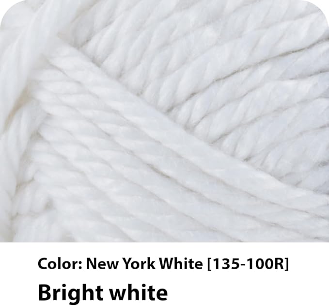 Lion Brand Yarn Hometown Yarn, Super-Bulky Yarn for Knitting, Crocheting, and Crafting, 3 Pack, New York White
