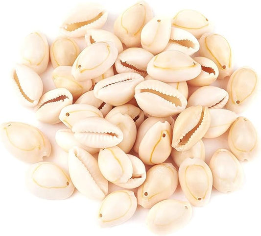 Cheriswelry 50pcs White Natural Spiral Shell Beads Sea Shells Beach Spacer Beads Charms Cowrie Shells Loose Beads 17~22mm 1mm Hole for Summer DIY Earring Bracelet Necklace Jewelry Making