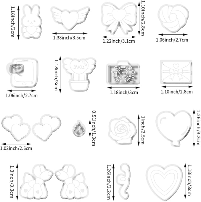 Valentine’s Day Polymer Clay Cutters Set – Romantic Polymer Clay Molds, Clay Cutters, Clay Earring Cutters, Clay Tools