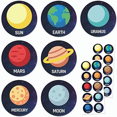 60 sheets, 600 stickers - planet solar system stickers for kids, 1.5"