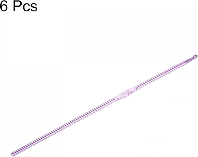 uxcell Aluminum Crochet Hook 3mm Knitting Needles for DIY Craft Yarn Purple 6Pcs