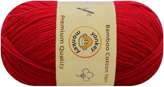 10-Pack of Yonkey Monkey 500 Grams Yarn - 70% Rayon derived from Bamboo, 30% Cotton - Imported - Red 9016