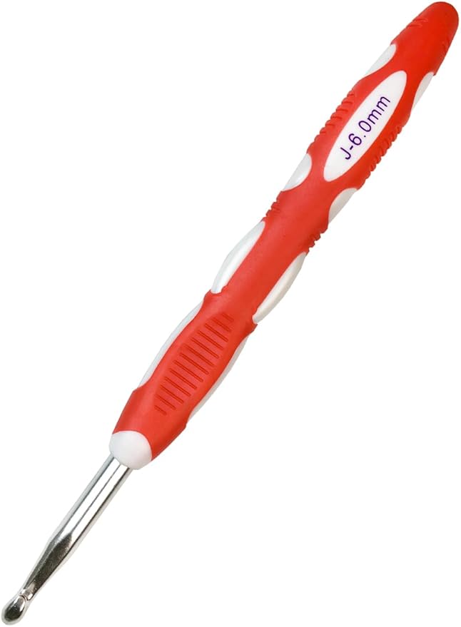 Mdoker Size J/10(6mm) Crochet Hook,Extra Long Crochet Hooks Needles for Arthritic Hands,Ergonomic Grip Soft Handles for Beginners and Experiecced Crochet Lover,Comfortable/Smooth/Ergonomic