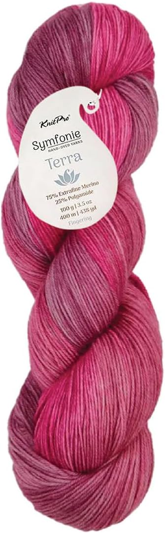 KnitPro Symfonie Fingering Weight Hand Dyed Variegated Yarn Skein | Extra Fine Merino Wool & Polyamide Blend for Knitting & Crocheting, Oeko-TEX Certified 400m, 100g | Terra Autumn Rose