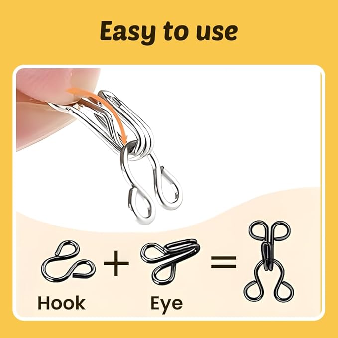 Lakesstory Metal Hooks & Eyes Closure Sewing Nickel Hooks Heavy Duty for Clothing Skirt Closures, Pants, 4 Sets
