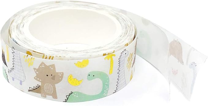allydrew Gold and Silver Foil Washi Masking Tape, 15mm x 5M, Dinosaurs
