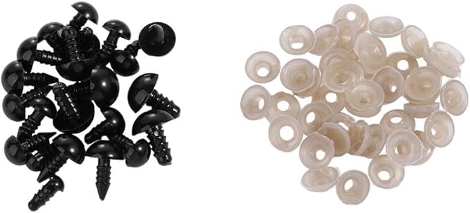 ZGLUZP 100 Pcs 5mm Plastic Doll Eyes with Washers, Black Stuffed Animals Eyes Craft Eyes Doll Eyes Safety Crochet Eyes Bears Doll Making (5mm)