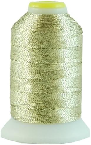 Threadart Metallic Thread | No. L4 - Light Gold | 500 Meter Cones (550 Yards) | 25 Brilliant Shiny Colors | For Machine Embroidery