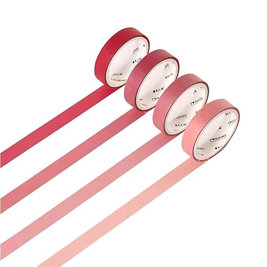 YUBBAEX Natural Color Washi Tape Set 4 Rolls Decorative Tapes for Arts, DIY Crafts, Journals, Planners, Scrapbooking, Wrapping -Neutral Color- (2-Pink)