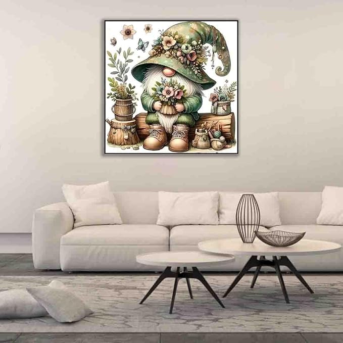 gnome stamped cross stitch kits for adults beginner,flower counted cross stitch kits printed stitching cute patterns dimensions needlepoint art crafts embroidery kits for adults beginners